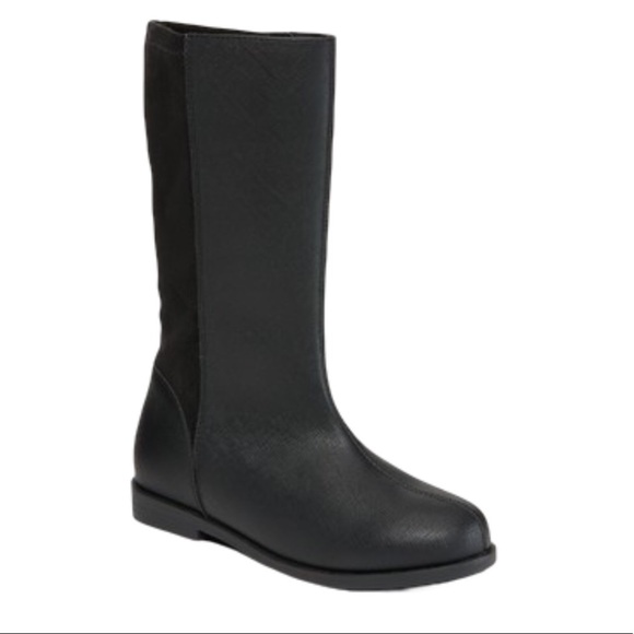 OLD NAVY Black Jack Vegan Leather Tall Riding Boots With Zipper Black Girl Sz 3 - Picture 1 of 10